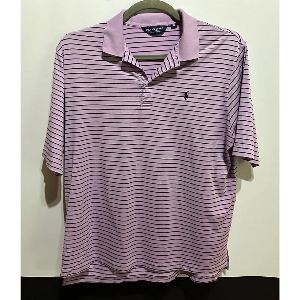 Polo Golf Ralph Lauren Performance Polo Shirt Men's Extra Large Purple Striped